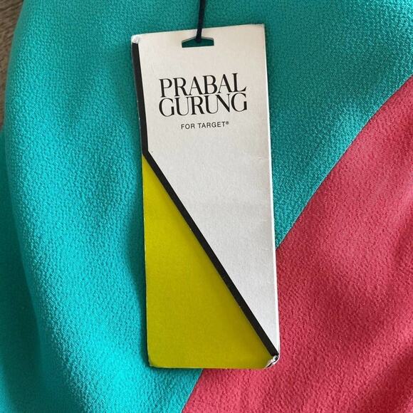 Prabal Gurung for Target Coral & Blue Colorblock Short Sleeve Mini Dress - Picture 11 of 14